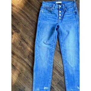 Madewell Slightly Distressed Button Down Jeans Slim Straight, Size 24